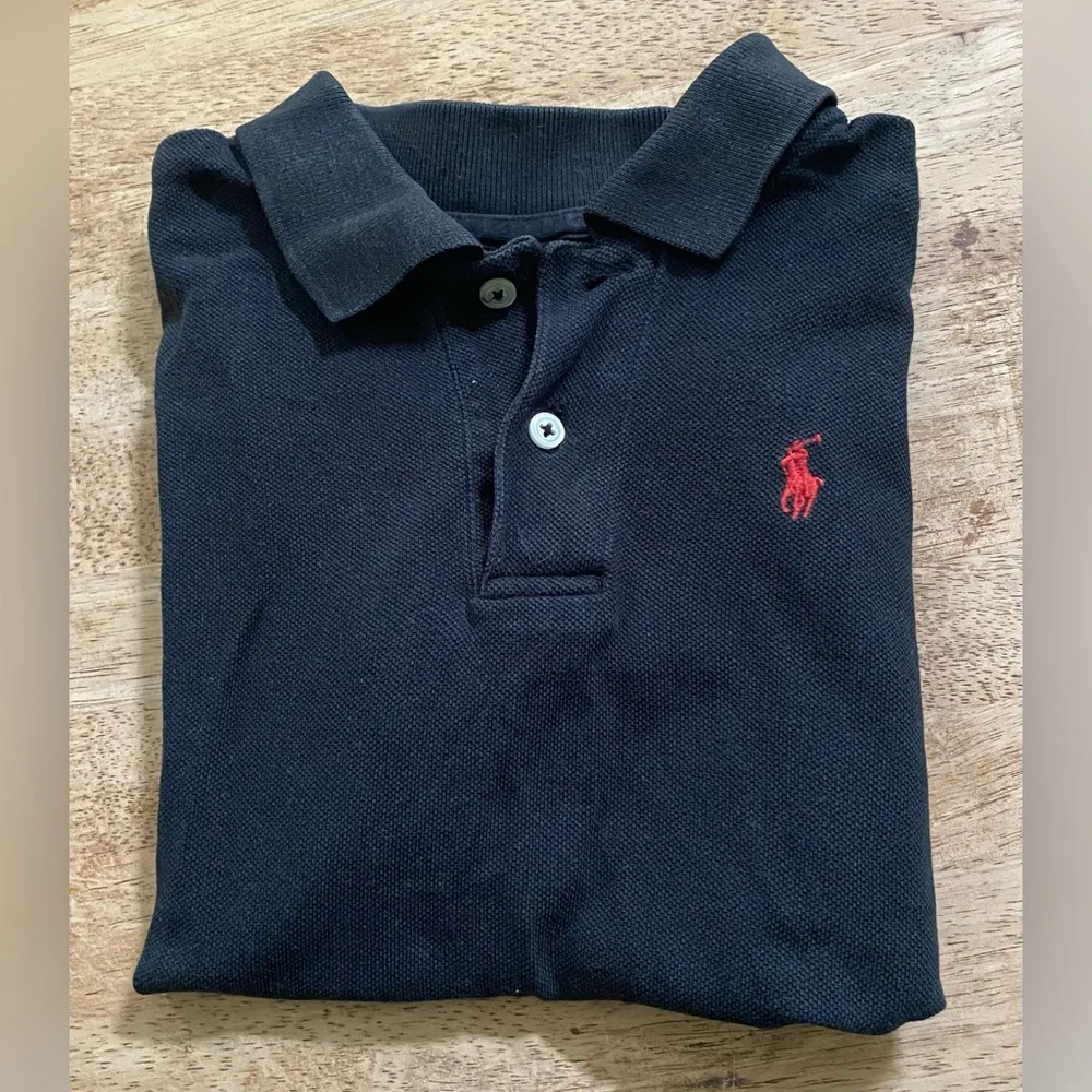 Vintage Polo Ralph Lauren Boy’s Sz 7 Iconic Black Mesh Knit‎ Polo Shirt